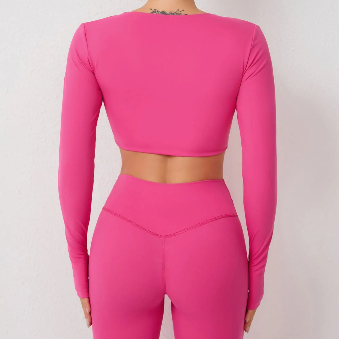 Seamless Ultra Soft Long Sleeve Yoga Crop Removable Pads