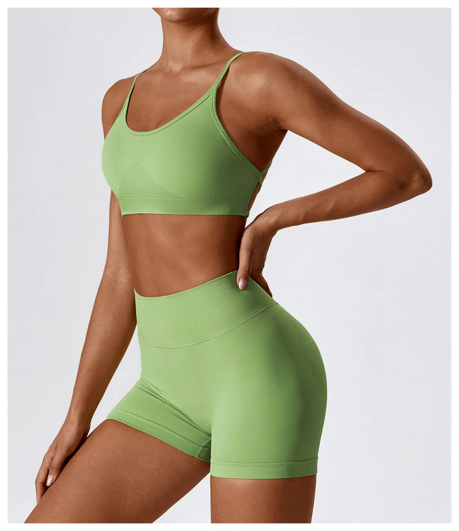 Breathable Cross Strap Contour Seamless Performance Bra