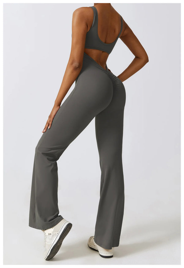 Contoured Back Zip Jumpsuit With Seamless Performance