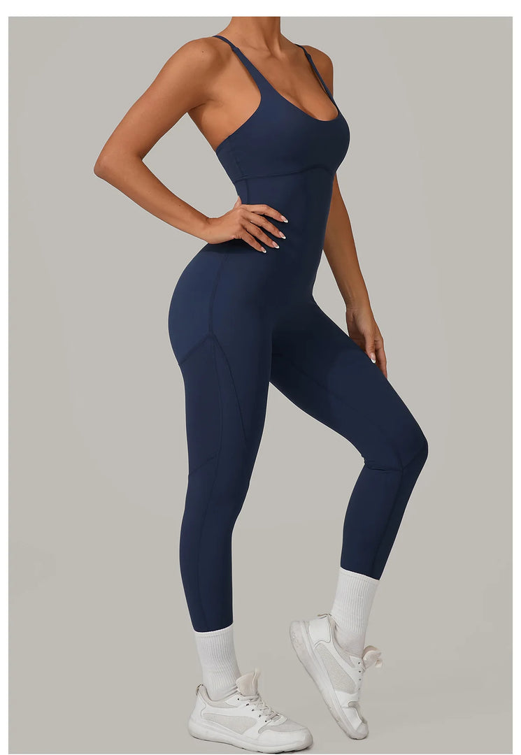 Luxe Sleeveless Yoga Jumpsuit Nylon Spandex