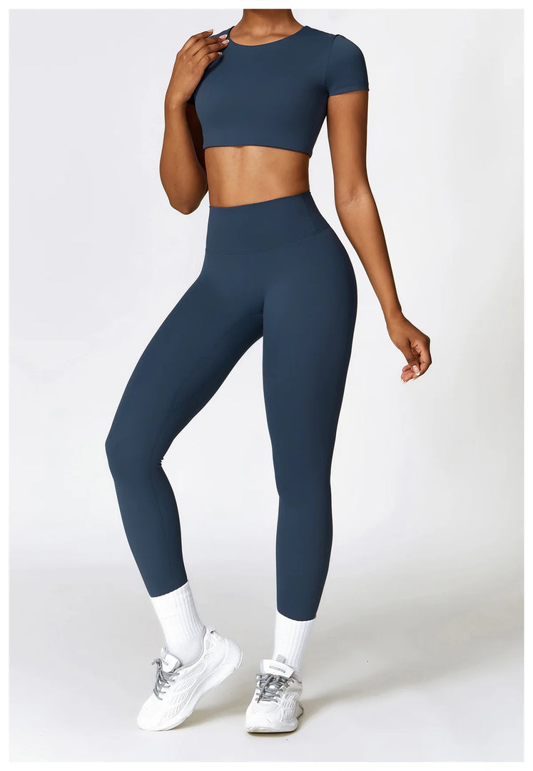 Seamless Sculpted Yoga Core Set Leggings Ribbed Contour