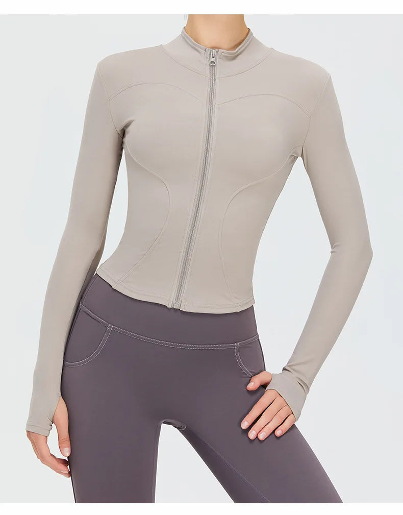 Zippered Studio Contoured Long Sleeve Sports Jacket