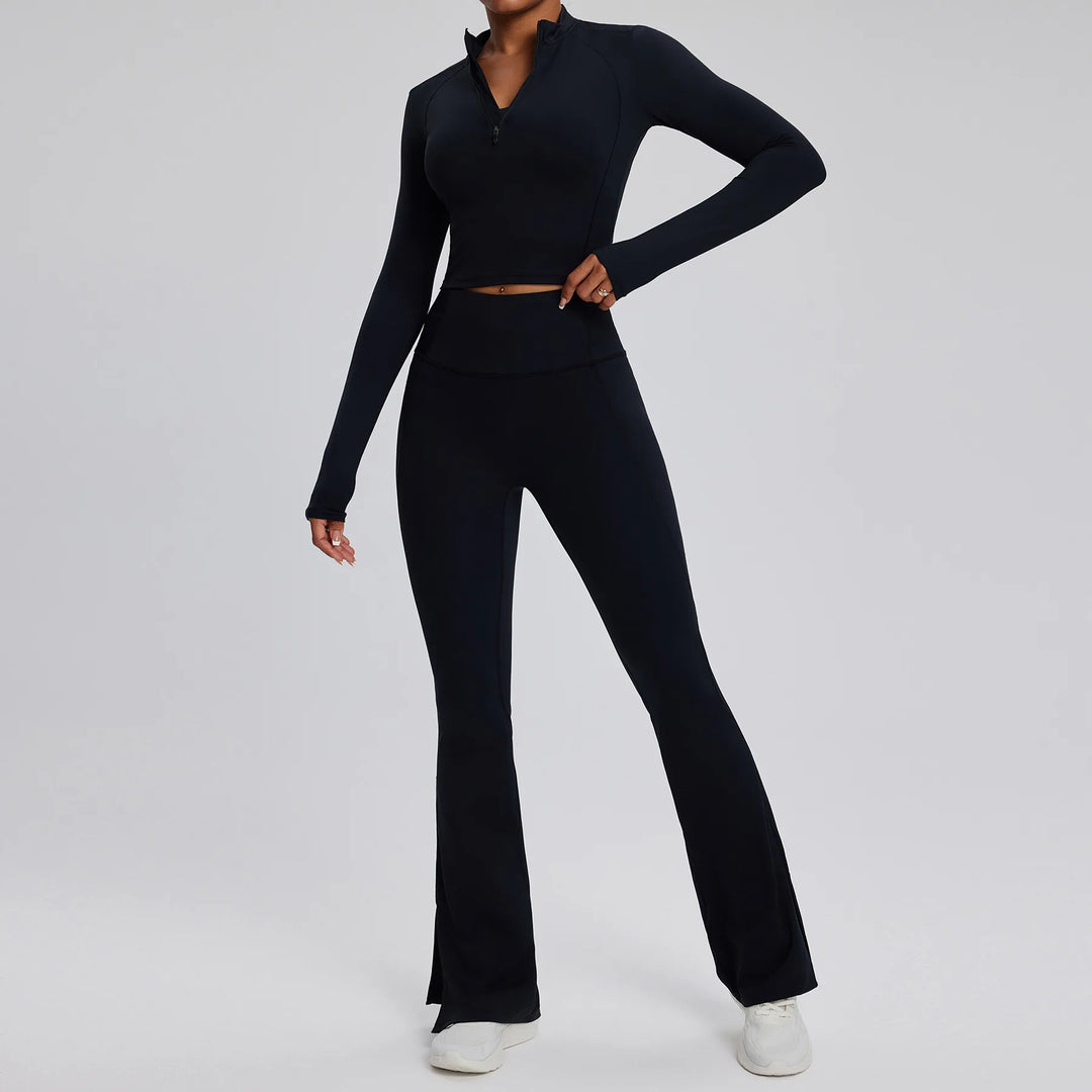 Contour Stretch Athleisure Bell Bottoms Set Nylon Spandex