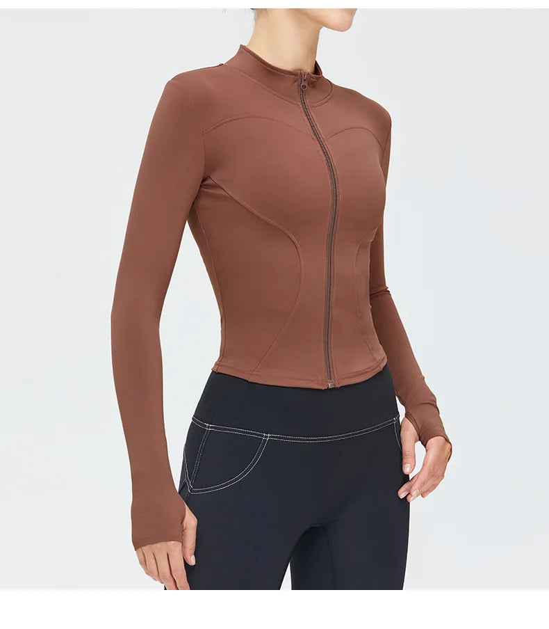 Zippered Studio Contoured Long Sleeve Sports Jacket