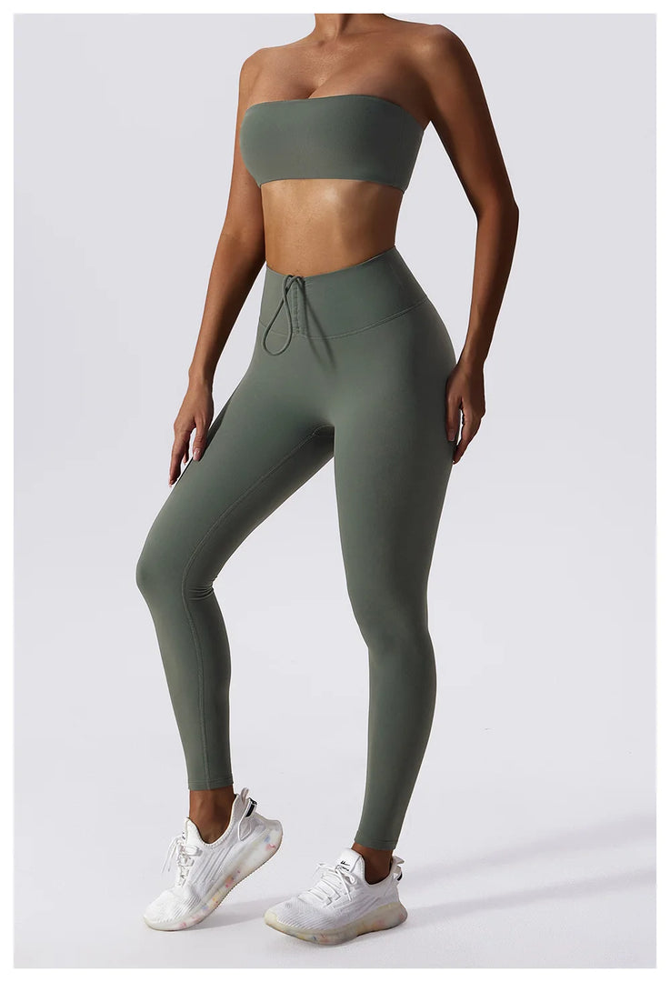 Strapless Padded Yoga Sports Bra Contour Silhouette