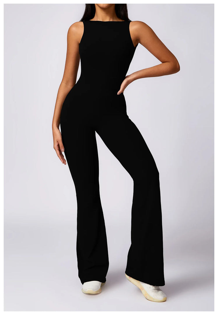 Sculpted Yoga Jumpsuit Ultra Breathable Nylon Knit Fabric
