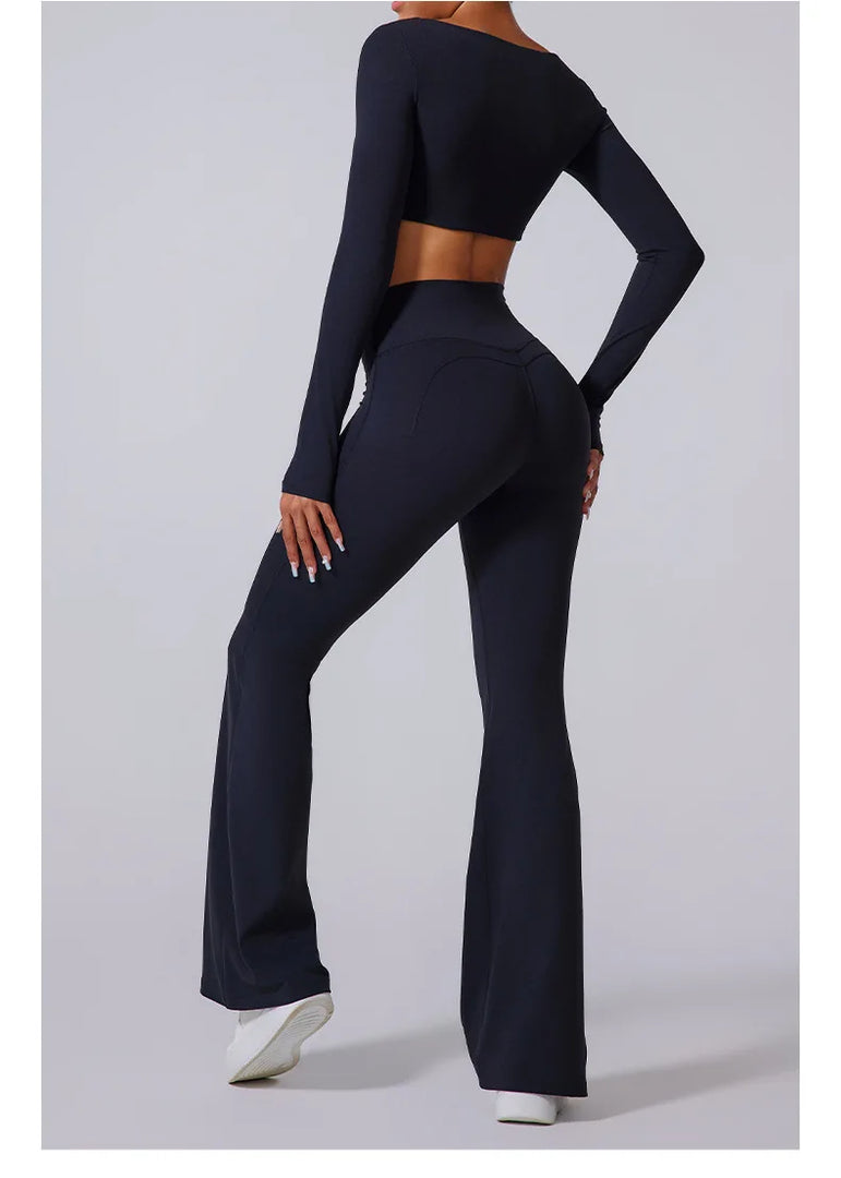 High Waist Contoured Flared Soft Leggings With Coverage