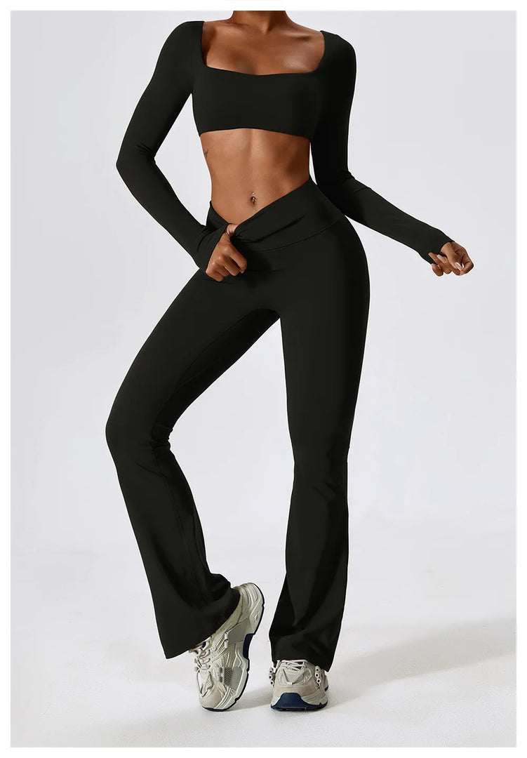 Contour Seamless Crop Yoga Performance Wear Long Sleeve