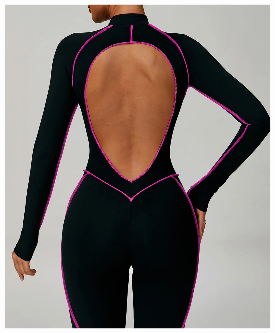 Premium Contour Seamless Breathable Jumpsuit With Front Zip