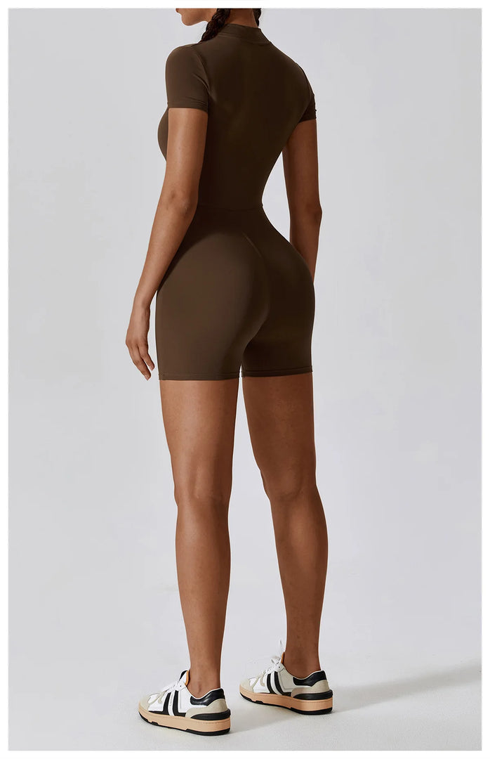 Seamless Contour Zippered Yoga Bodysuit Performance