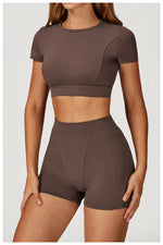 Load image into Gallery viewer, Two-Piece Contoured Breathable Yoga Set Leggings Silhouette
