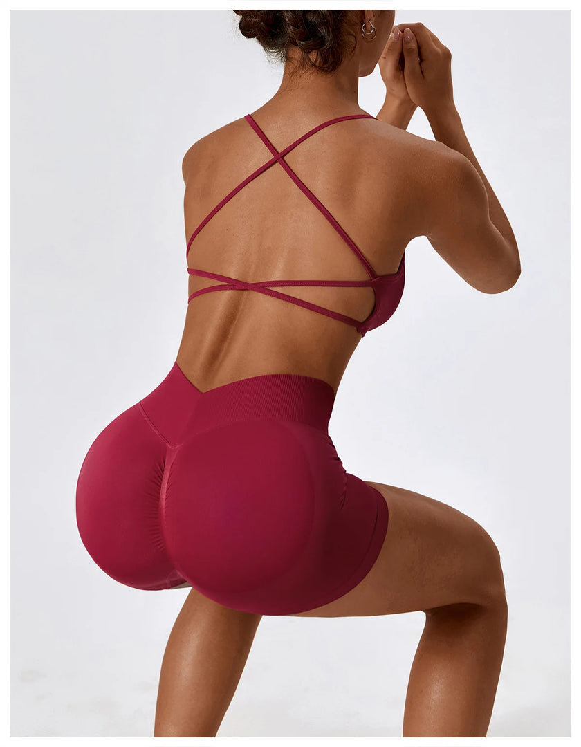 Breathable Cross Strap Contour Seamless Performance Bra