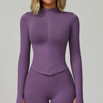 Load image into Gallery viewer, Seamless Contour Yoga Top With Zippered Long Sleeve
