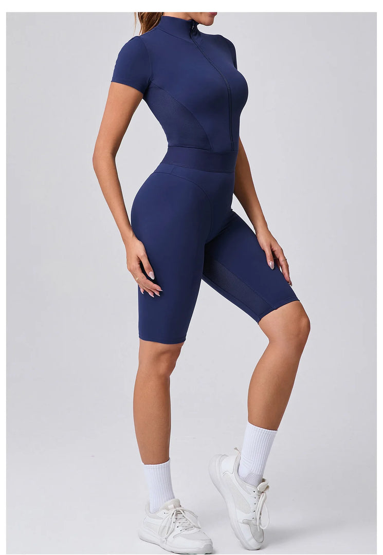 Seamless Zippered Contour Yoga Bodysuit for Performance