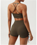 Load image into Gallery viewer, Sculpted Hollow Contour Performance Yoga Shorts Set Nylon
