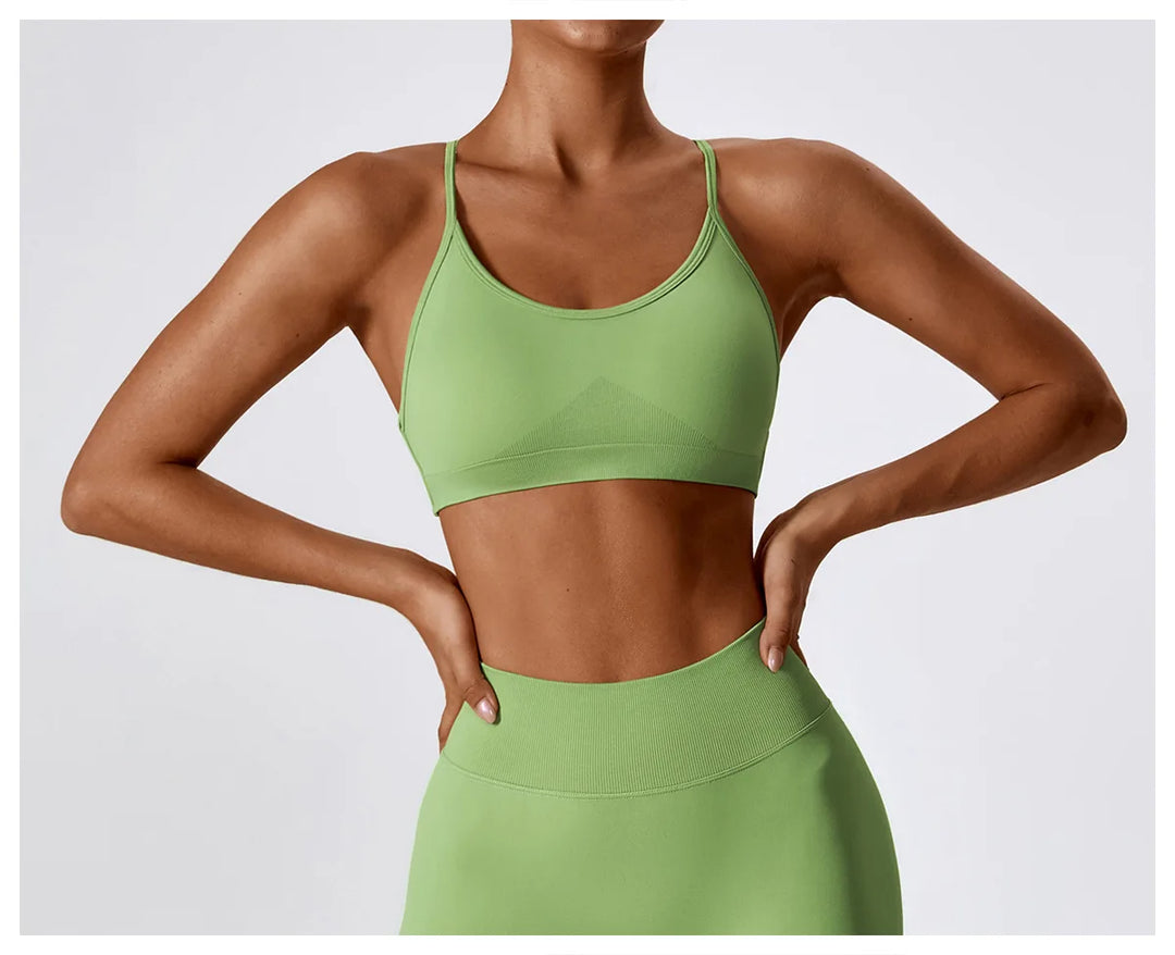 Breathable Cross Strap Contour Seamless Performance Bra
