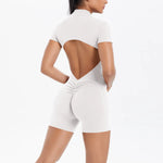 Load image into Gallery viewer, Light Weight Zippered Short Sleeve Jumpsuit Nylon Fabric
