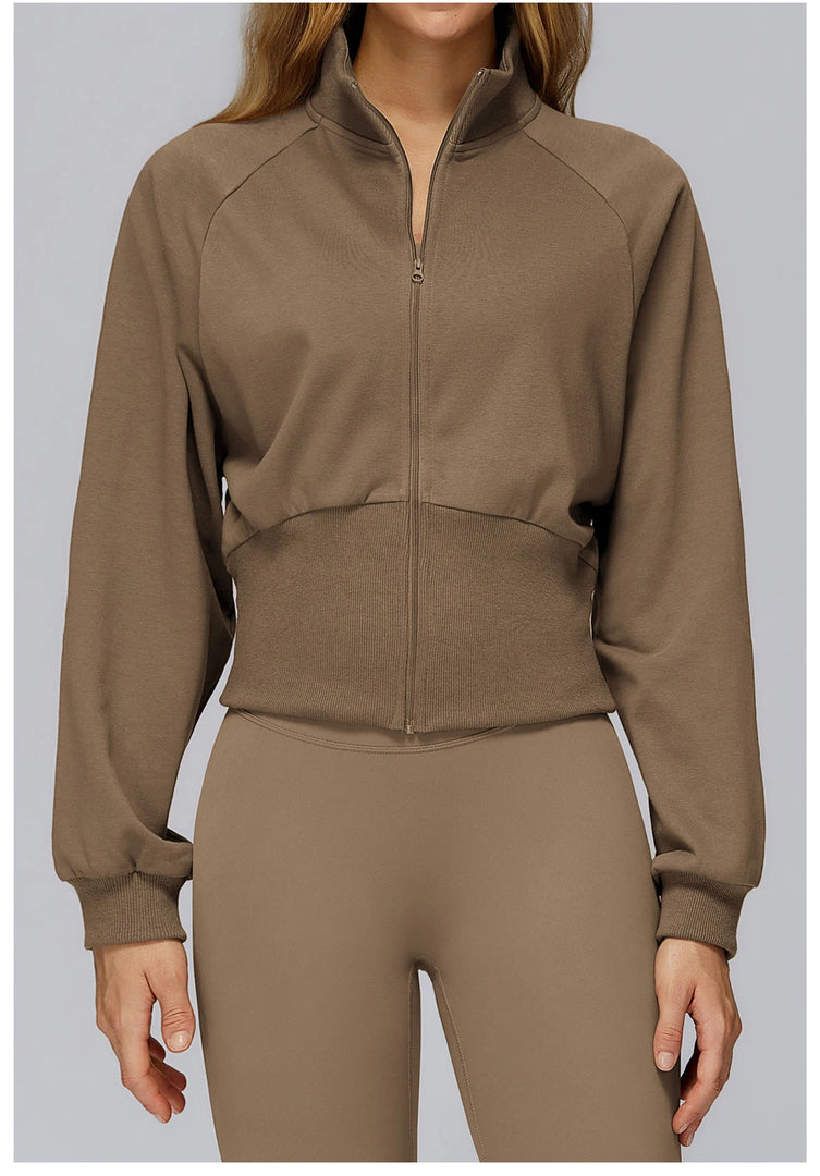 Wind Proof Zip Front Standing Collar Sweat Shirt Regular Fit