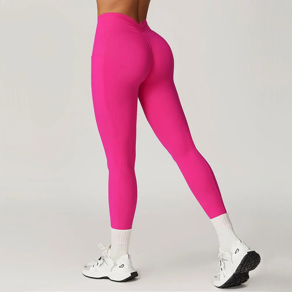 V Back Swept High Waist Contoured Leggings With Performance