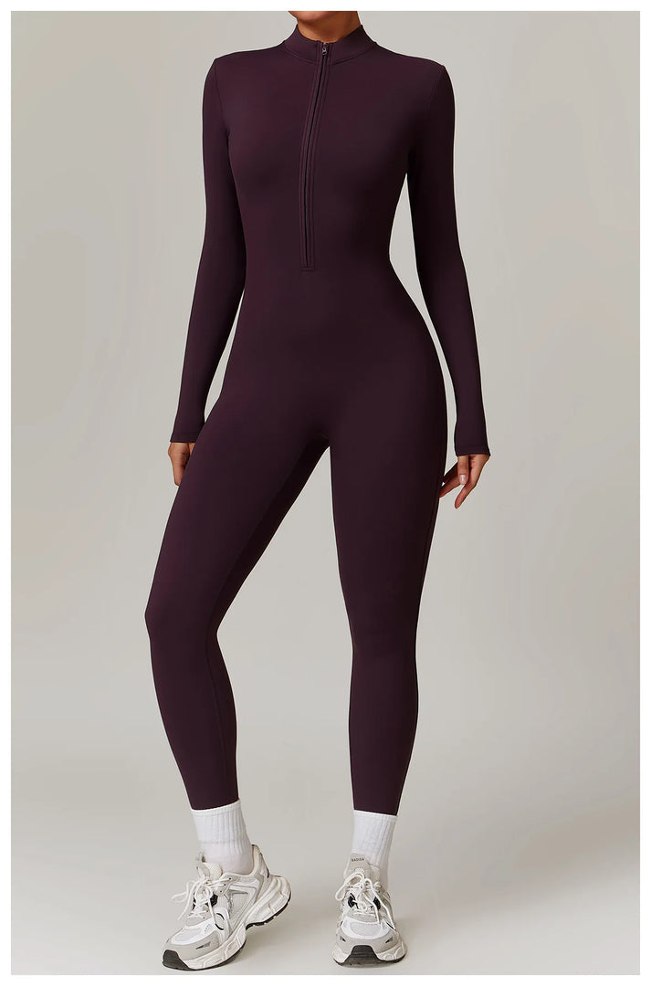 Zippered Contour Yoga Romper With Ultra Compression