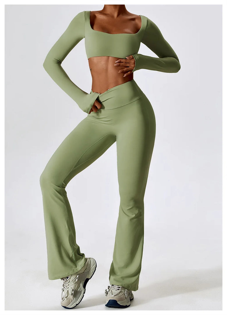 Contour Seamless Crop Yoga Performance Wear Long Sleeve