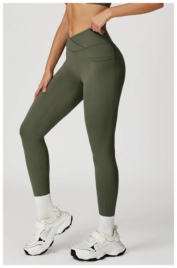 Cross Waist High Rise Contoured Elegance Yoga Leggings