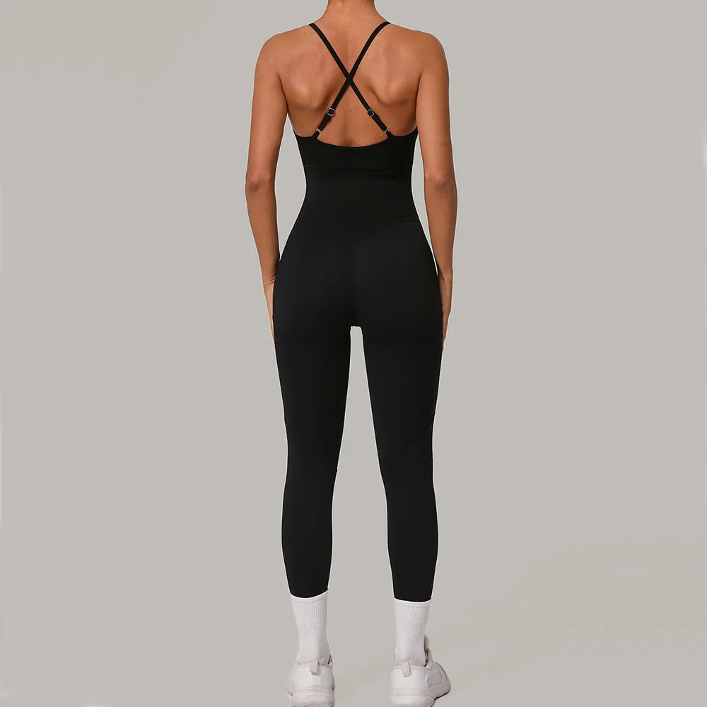 Luxe Sleeveless Yoga Jumpsuit Nylon Spandex