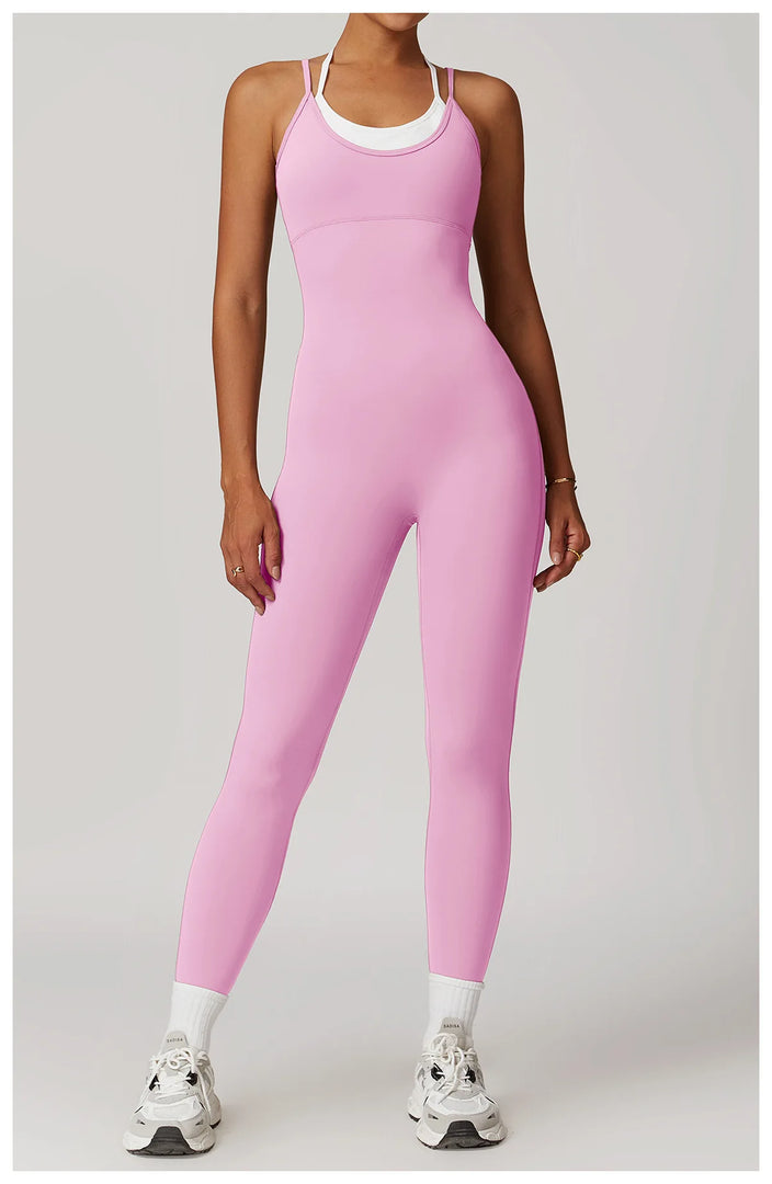 Color Blocking Seamless Yoga Jumpsuit Exquisite Fit