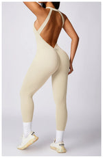 Load image into Gallery viewer, Backless Contour Jumpsuit Set with Seamless Performance
