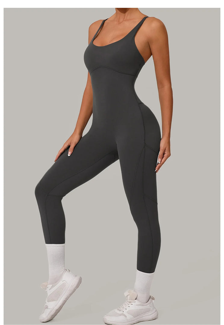 Luxe Sleeveless Yoga Jumpsuit Nylon Spandex
