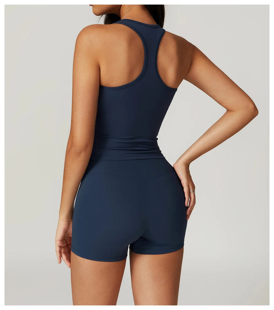 Two Piece Seamless Contour Yoga Leggings Set Nylon Knit