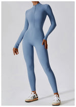 Load image into Gallery viewer, Zippered Contour Yoga Jumpsuit With Performance Gear
