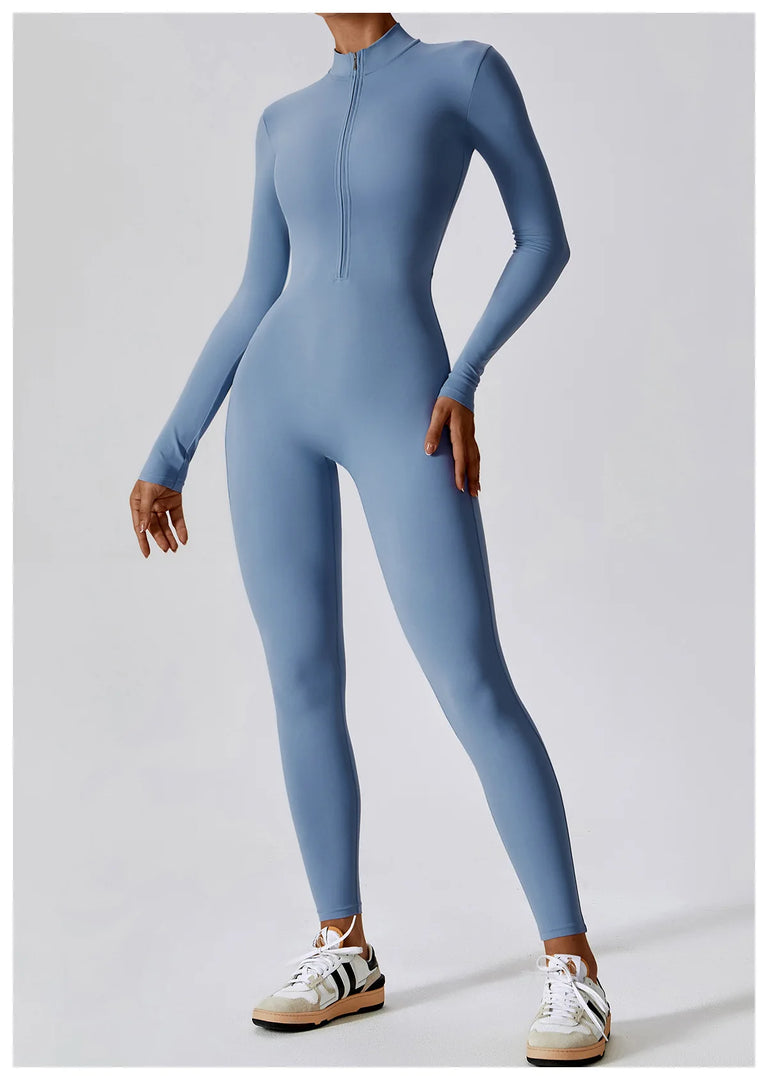 Zippered Contour Yoga Jumpsuit With Performance Gear