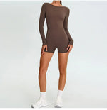 Load image into Gallery viewer, Backless Luxe Long Sleeve Yoga Jumpsuit Silhouette Chic
