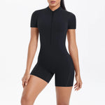 Load image into Gallery viewer, Light Weight Zippered Short Sleeve Jumpsuit Nylon Fabric
