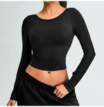 Load image into Gallery viewer, Soft Backless Sculpted Athleisure Crop Top With Sleeves
