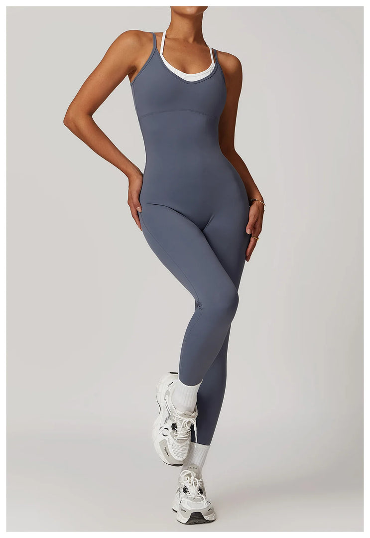 Color Blocking Seamless Yoga Jumpsuit Exquisite Fit
