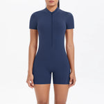 Load image into Gallery viewer, Light Weight Zippered Short Sleeve Jumpsuit Nylon Fabric
