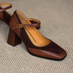 Load image into Gallery viewer, Women's Wedding Shoes Buckle Strap Block Heel Square Toe Style
