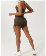 Load image into Gallery viewer, Sculpted Hollow Contour Performance Yoga Shorts Set Nylon
