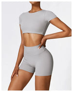 Load image into Gallery viewer, Seamless Contour Fit Yoga Crop Top Light Weight Nylon Knit
