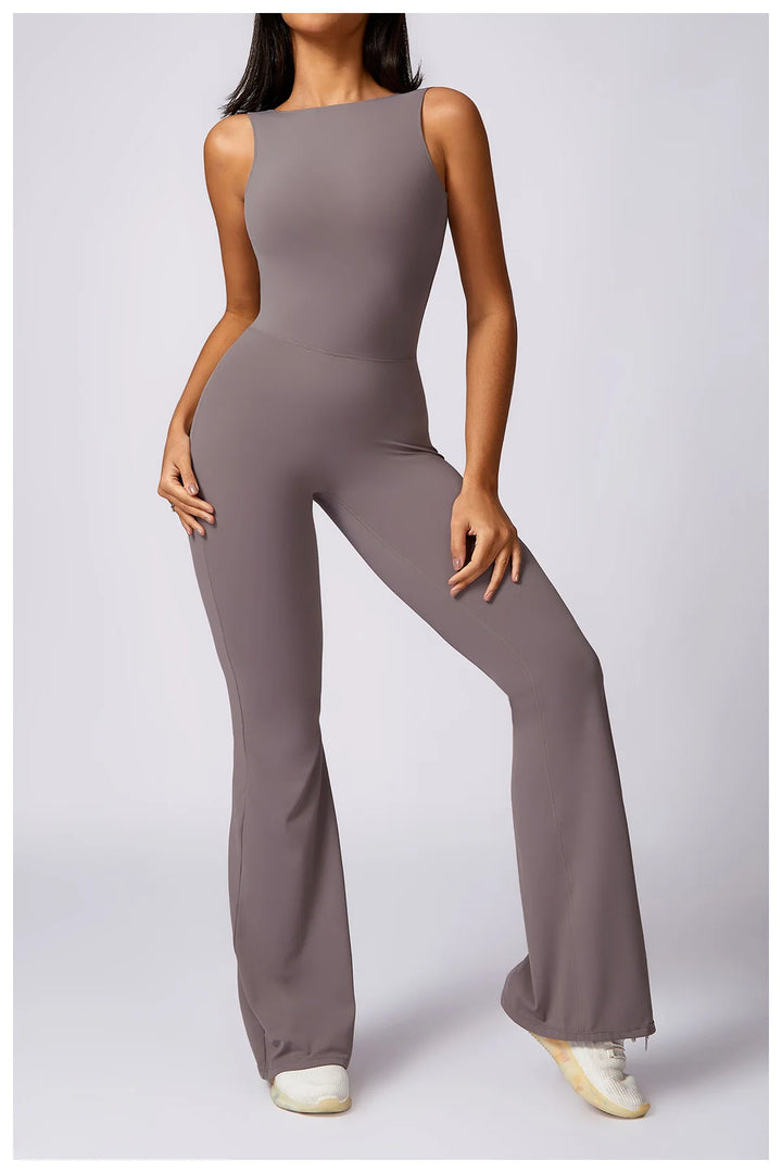 Sculpted Yoga Jumpsuit Ultra Breathable Nylon Knit Fabric