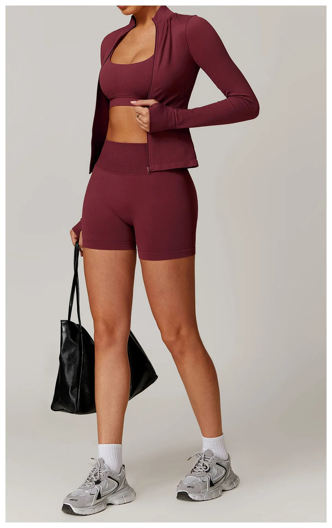 Seamless Long Sleeve Performance Jacket Zip Front Nylon