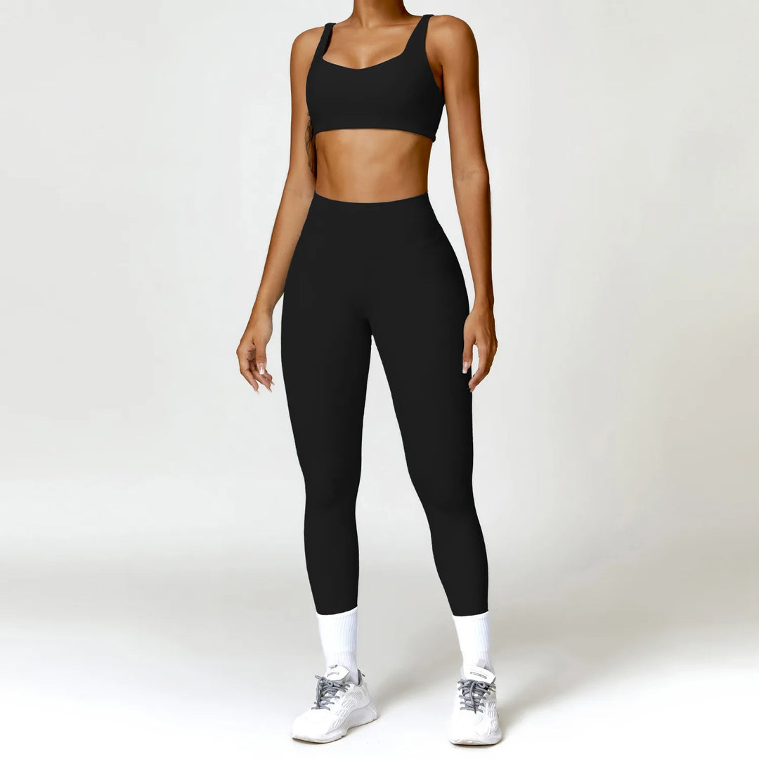 Seamless Two Piece Yoga Set Contour Silhouette Leggings