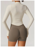 Load image into Gallery viewer, Seamless Contour Yoga Top With Zippered Long Sleeve
