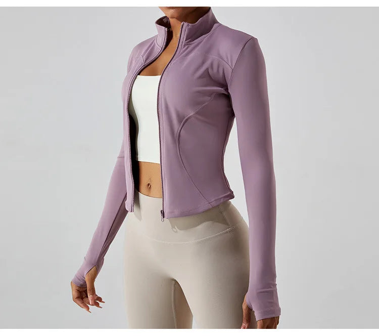 Zippered Studio Contoured Long Sleeve Sports Jacket