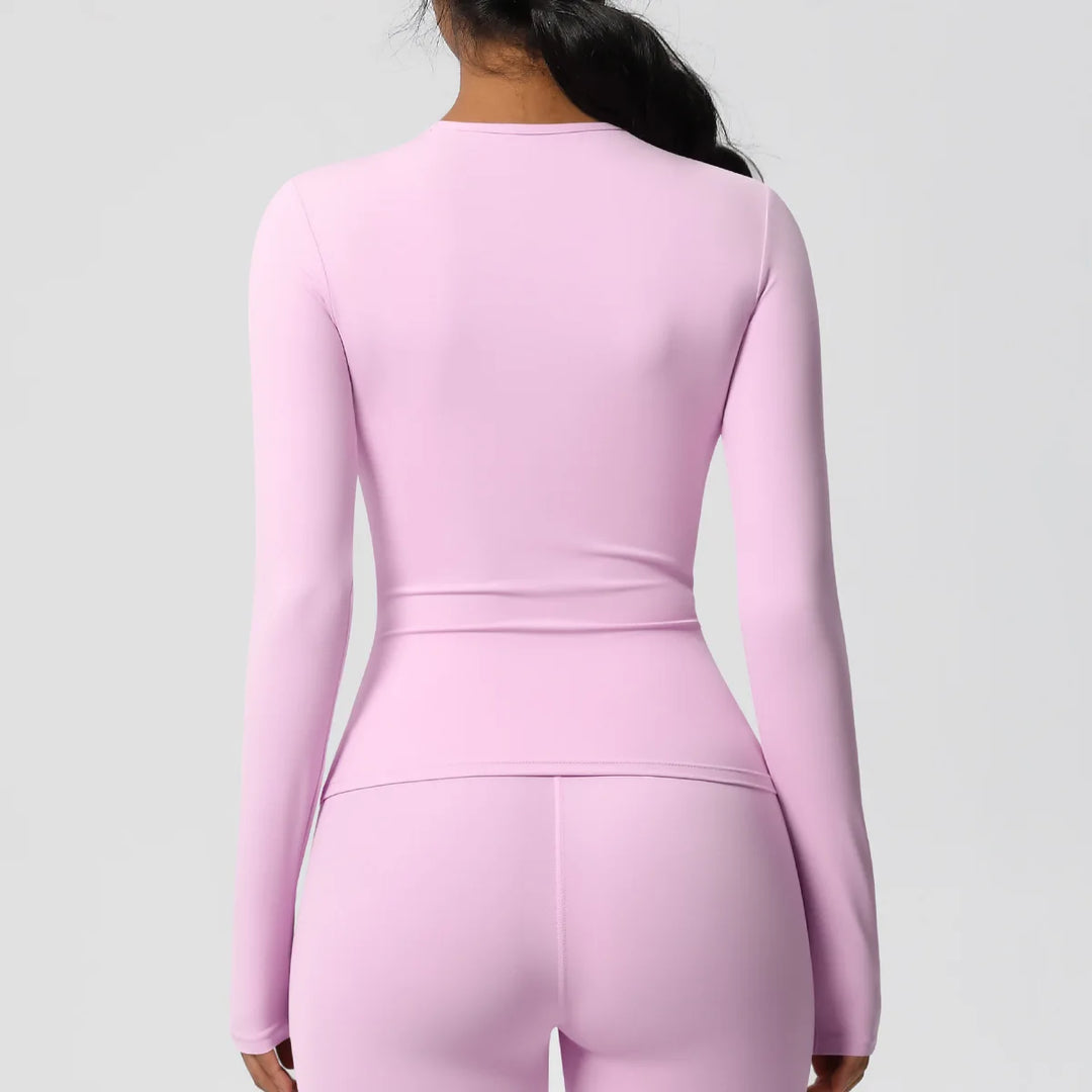 Luxurious Breathable Contoured Long Sleeve Yoga Top Nylon