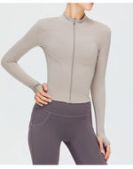 Load image into Gallery viewer, Zippered Studio Contoured Long Sleeve Sports Jacket
