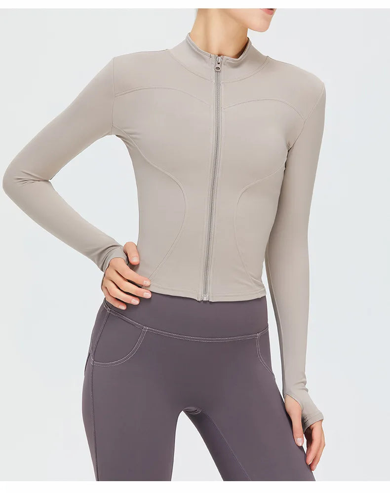 Zippered Studio Contoured Long Sleeve Sports Jacket