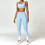 Load image into Gallery viewer, Seamless Two Piece Yoga Set Contour Silhouette Leggings
